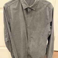 Lululemon Men Black Dress Shirt Large 