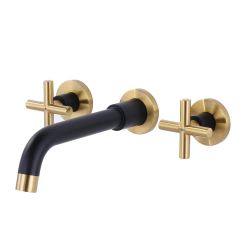 Double Handle Wall Mounted Bathroom Faucet