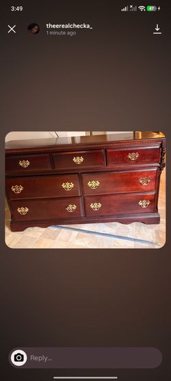 Cherry Wood Dresser with Brass Hardware