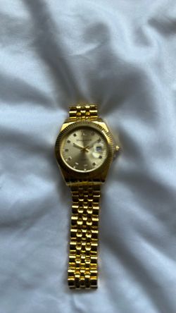 Gold-Tone Quartz Watch with Date Window