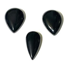 3 Black Onyx Teardrop Cabochons
