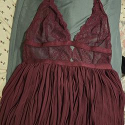 Victoria's Secret Burgundy Lace Halter Dress