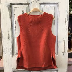 Knit Rust Orange Sweater Vest With Side Slits