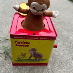 VINTAGE - Schylling Classic Curious George Musical Jack (monkey) in the Box Toy