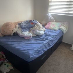 Full size bed frame with storage