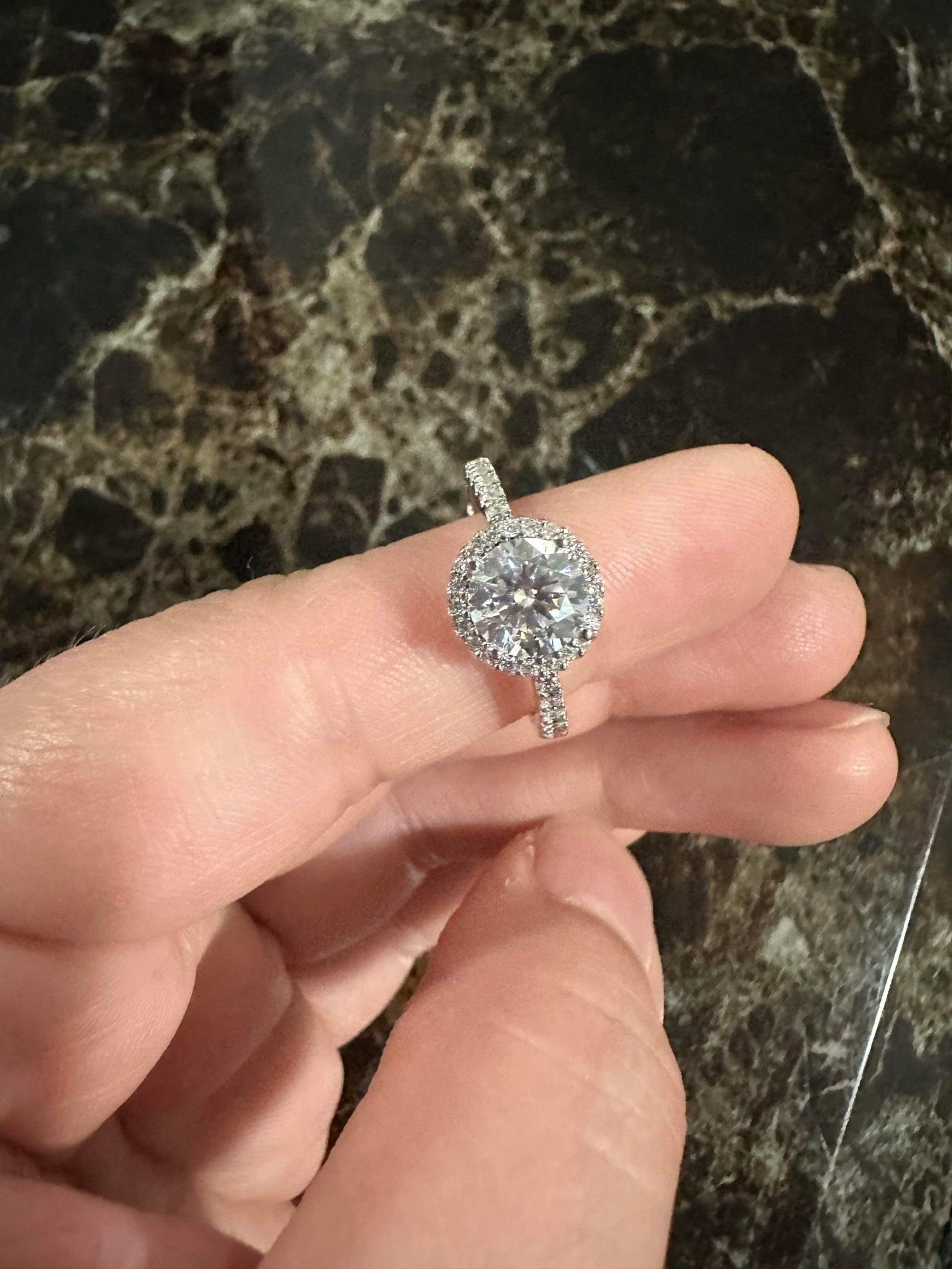 Real Moissanite Ring 2ct With Sterling Silver Chain 