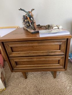 Mid Century Walnut Nightstand,,