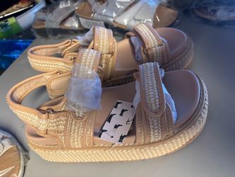 Platform Espadrille Sandals with Velcro Straps
