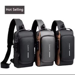 Waterproof Anti-Theft Nylon Men's Chest Bags with USB Multifunction Travel Messenger Cross Body Sling Chest Bag for Men