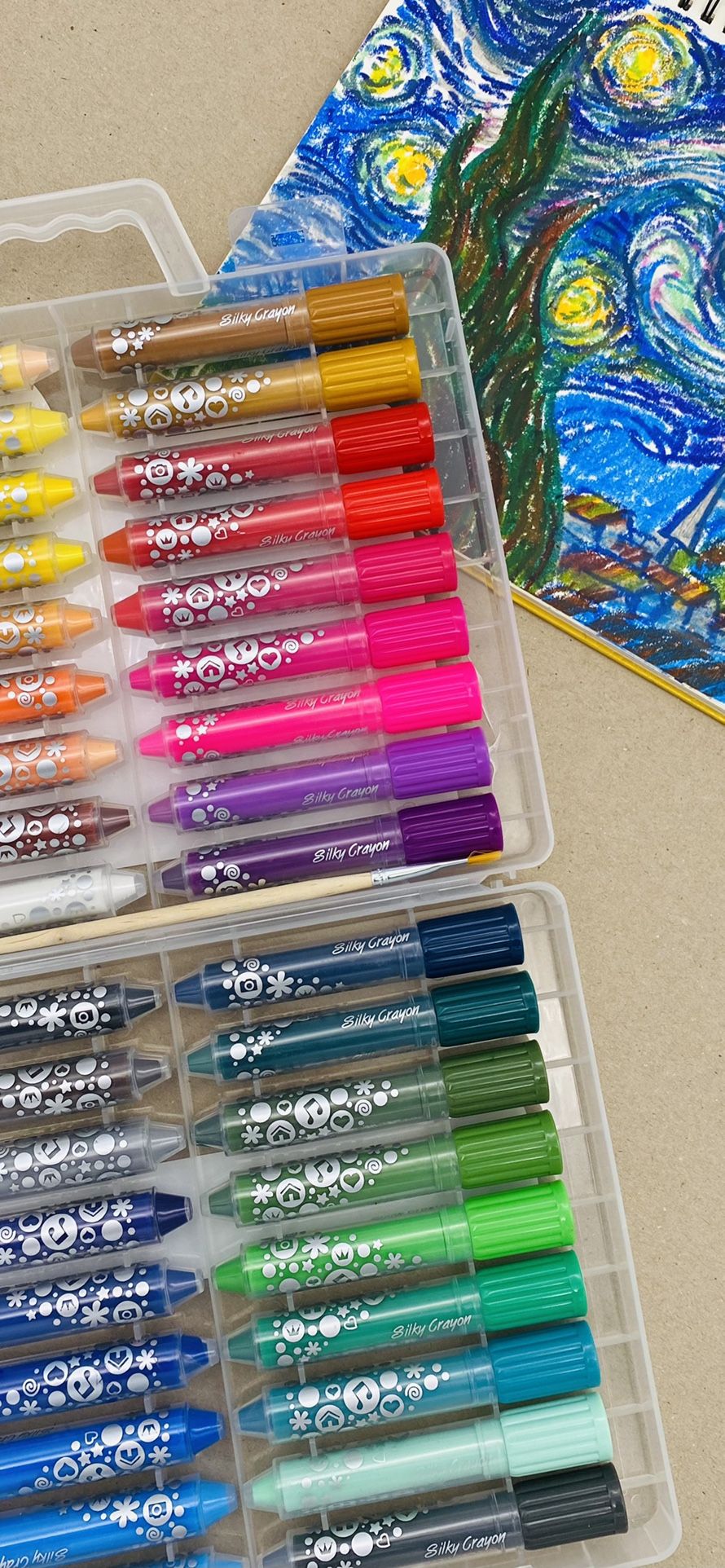 The best Christmas gifts for children 36 Colors Oil Pastels Water‑Soluble Wax Crayon Stick Non‑Toxic Fluent Painting Pen Set with Drawing Pen Brush f