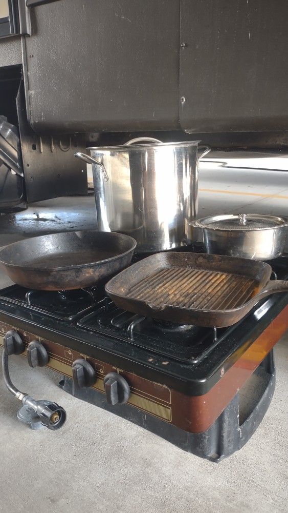 Camping Stove With pots And Pans 