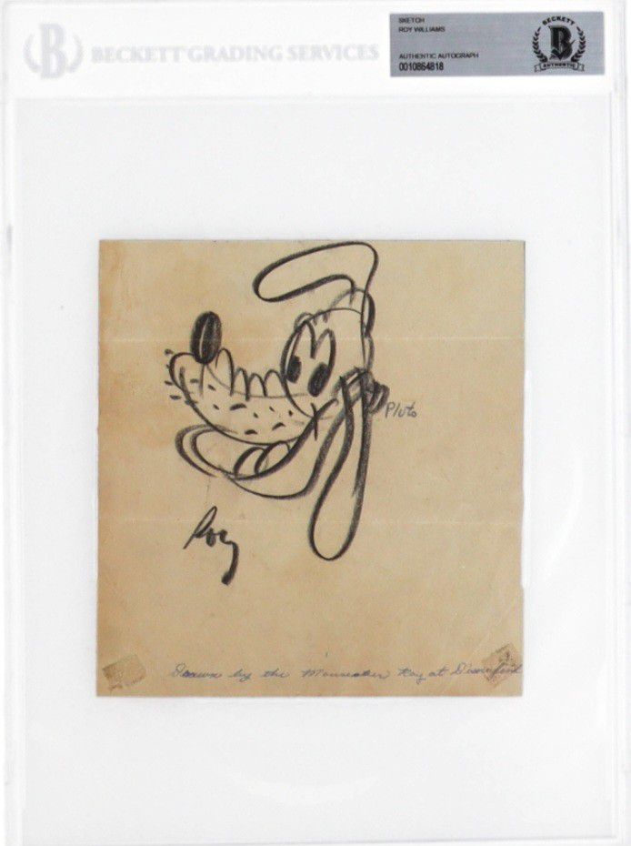 1976 Roy Williams Pluto Sketch With Signature And COA