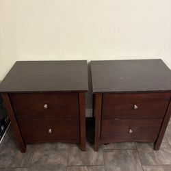 Compact Dark Wood Nightstand Set - Perfect for Small Spaces