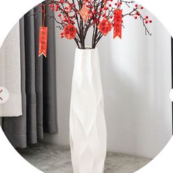 Large Floor Ceramic Tall Vase 28 Inches,White Modern Flower Tall Vase