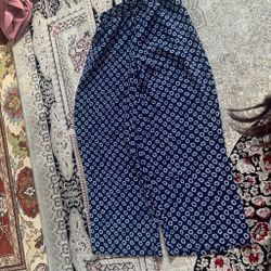 Blue pants with white flowers
