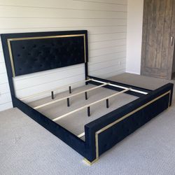 Black & Gold King Size Bedframe 
