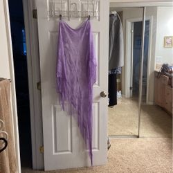 Pair Of Fringed Evening Shawls-Lavender And  Silvery White