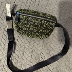 NEW Michael Kors Black Fanny Pack – Lime Green “KORS” Logo & Silver Accents 