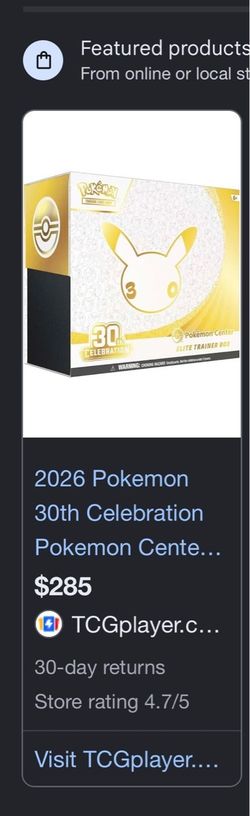 30th Anniversary Pokemon center ETB