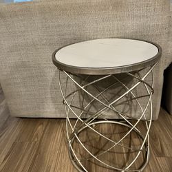 end table silver and white side table 