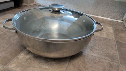 Stainless Steel Wok with Glass Lid