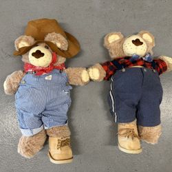 FURSKINS BEAR Bear Plush Xavier Roberts 22"  Pinstripe Overall (Good condition) PICK UP IN CORNELIUS