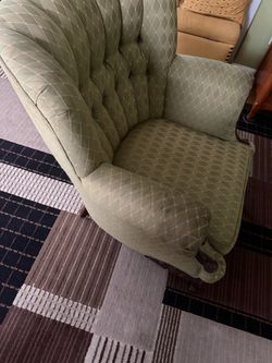 Green Tufted Wingback Accent Chair