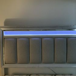 King Michrosuade LED Headboard Bedroom Set 