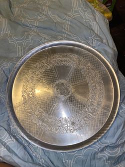 Vintage silver tone metal serving tray