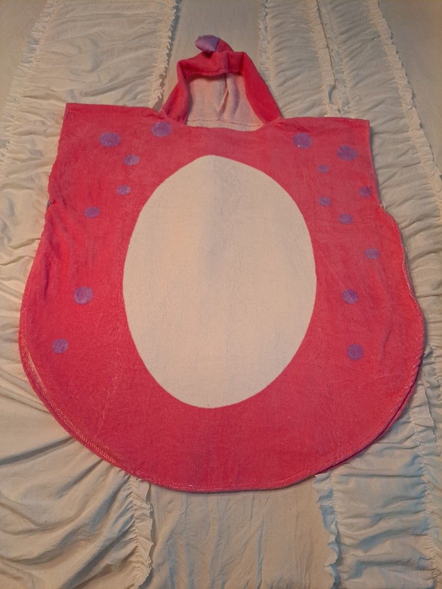 Children's Bath Robe Towel Dinosaur Pink Purple & Whits