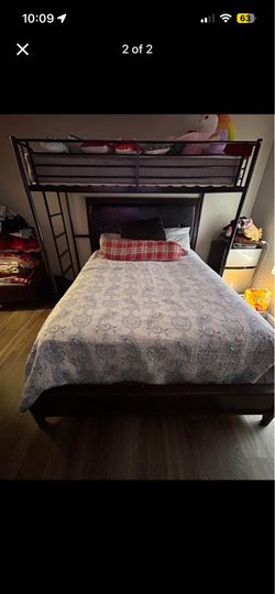 Queen bed and twin loft bed
