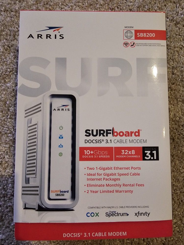 ARRIS SURFboard SB8200 32 x 8 DOCSIS 3.1 Gig-Speed Cable Modem