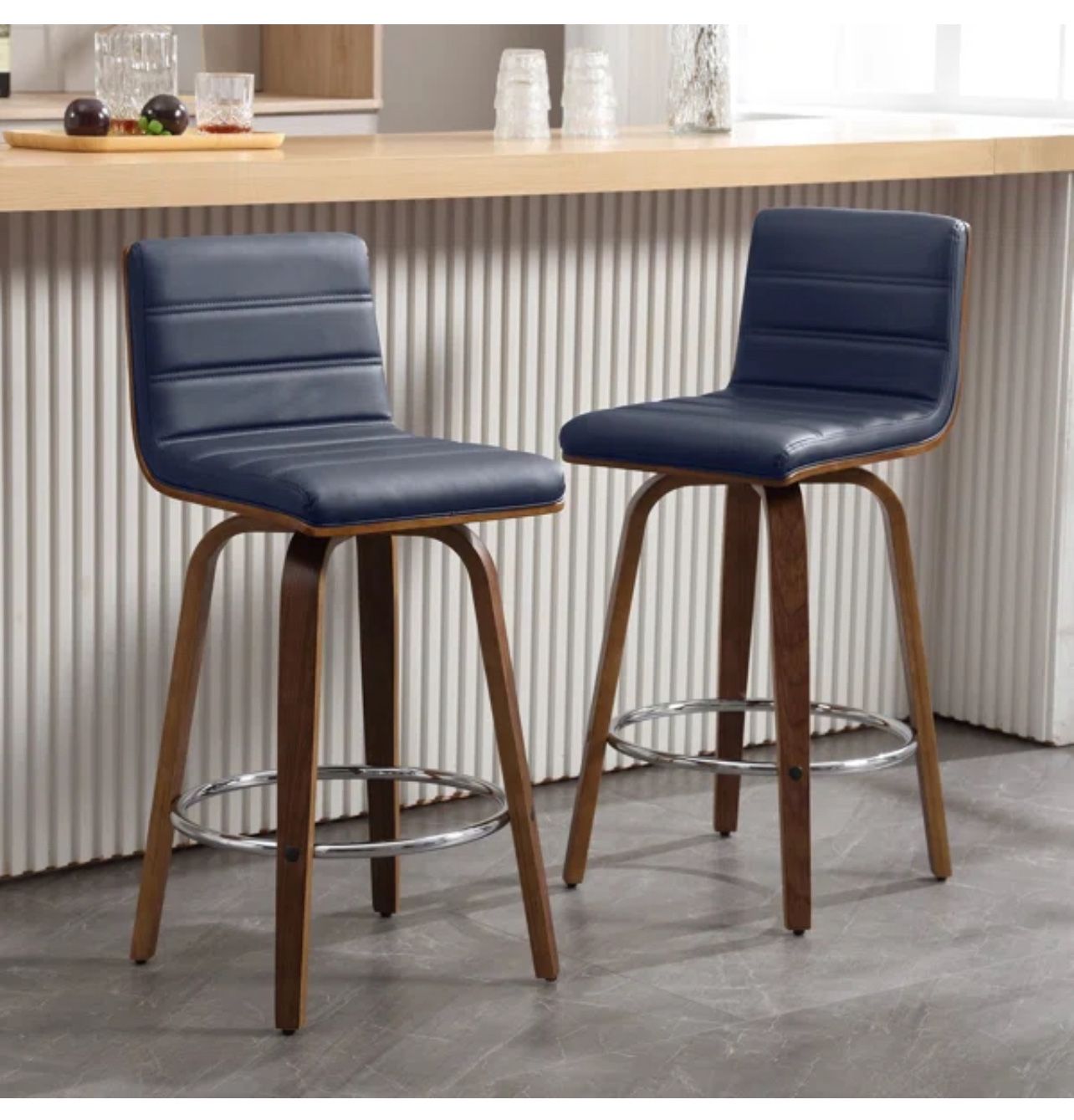 Faux Leather Upholstered Swivel Bar Stools, Counter Stool