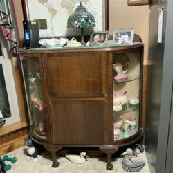 Curved Glass  Curio Cabinet  With Glass Shelves