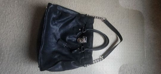 Michael Kors Hamilton Satchel With Silver Lock And Chain