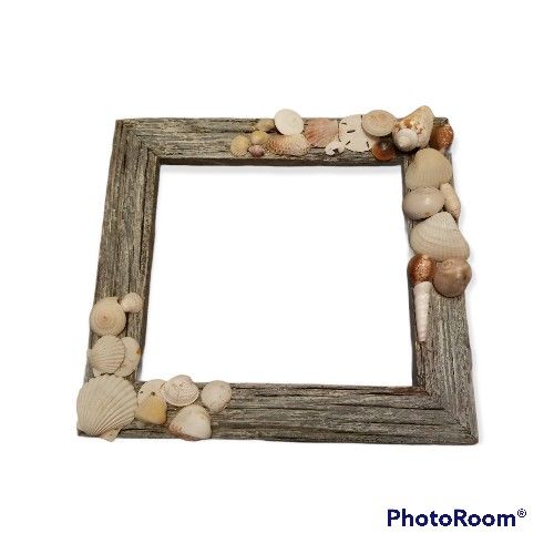 Handmade Blue Weathered Seashell Solid Wood Frame