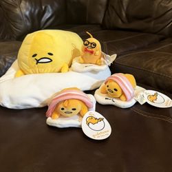 Set of stuffed animals with Tags. “The lazy egg”