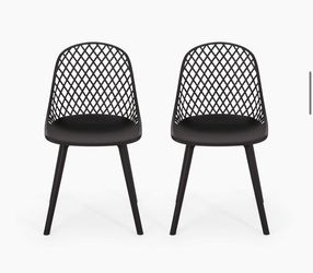 Used - Black Dining Chairs with Lattice Back – Set of 4