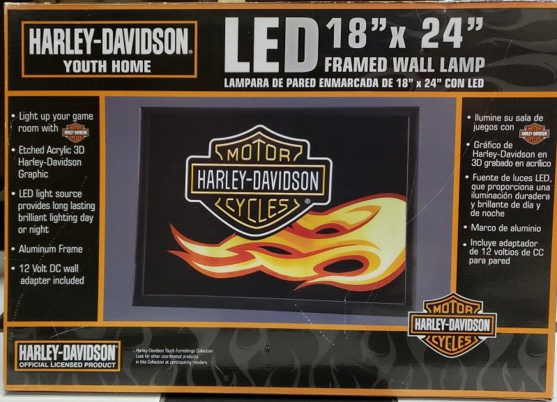 HARLEY-DAVIDSON Official Framed LED Wall Lamp. 18" x 24"
