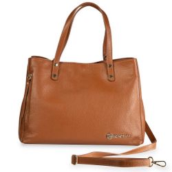 Baroncelli Large Leather Tote Bag Genuine Italian Pebbled Leather Designed And Made In Italy (Brown) 