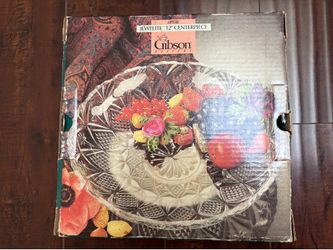 Vintage 1998 Gibson Designs Jewelite 12” Crystal Centerpiece Bowl Platter In Box