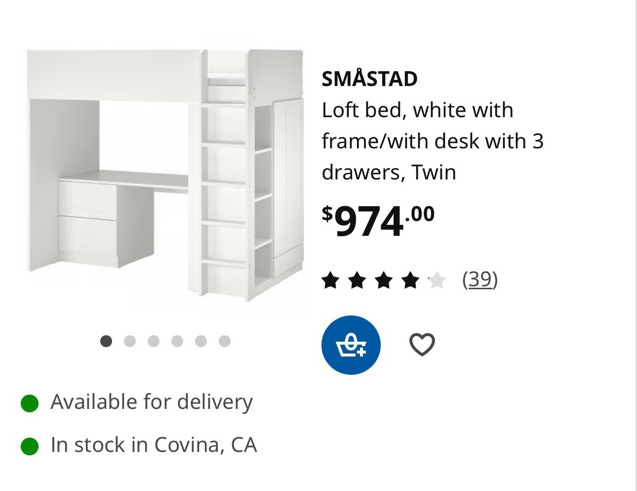 IKEA Loft Bed Twin With Desk and Storage