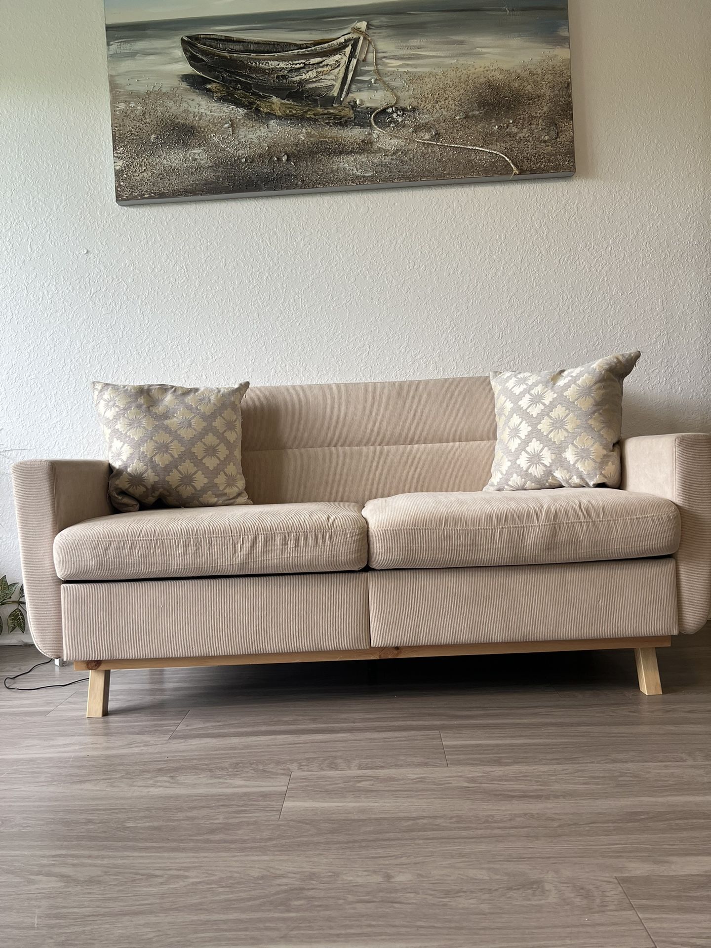 Light beige Love Seat With Storage