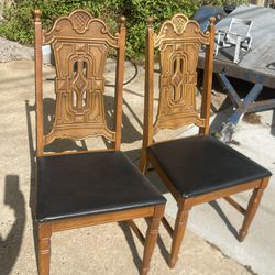 Vintage Wood Antique Dining Chairs Seat Wooden 