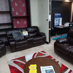 Madrid Brown Leather Reclining 3 Piece Living Room Sets---$1499---Unreal Pricing!!!---No Credit Needed Financing Available 