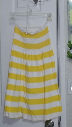 White and yellow stripes dress