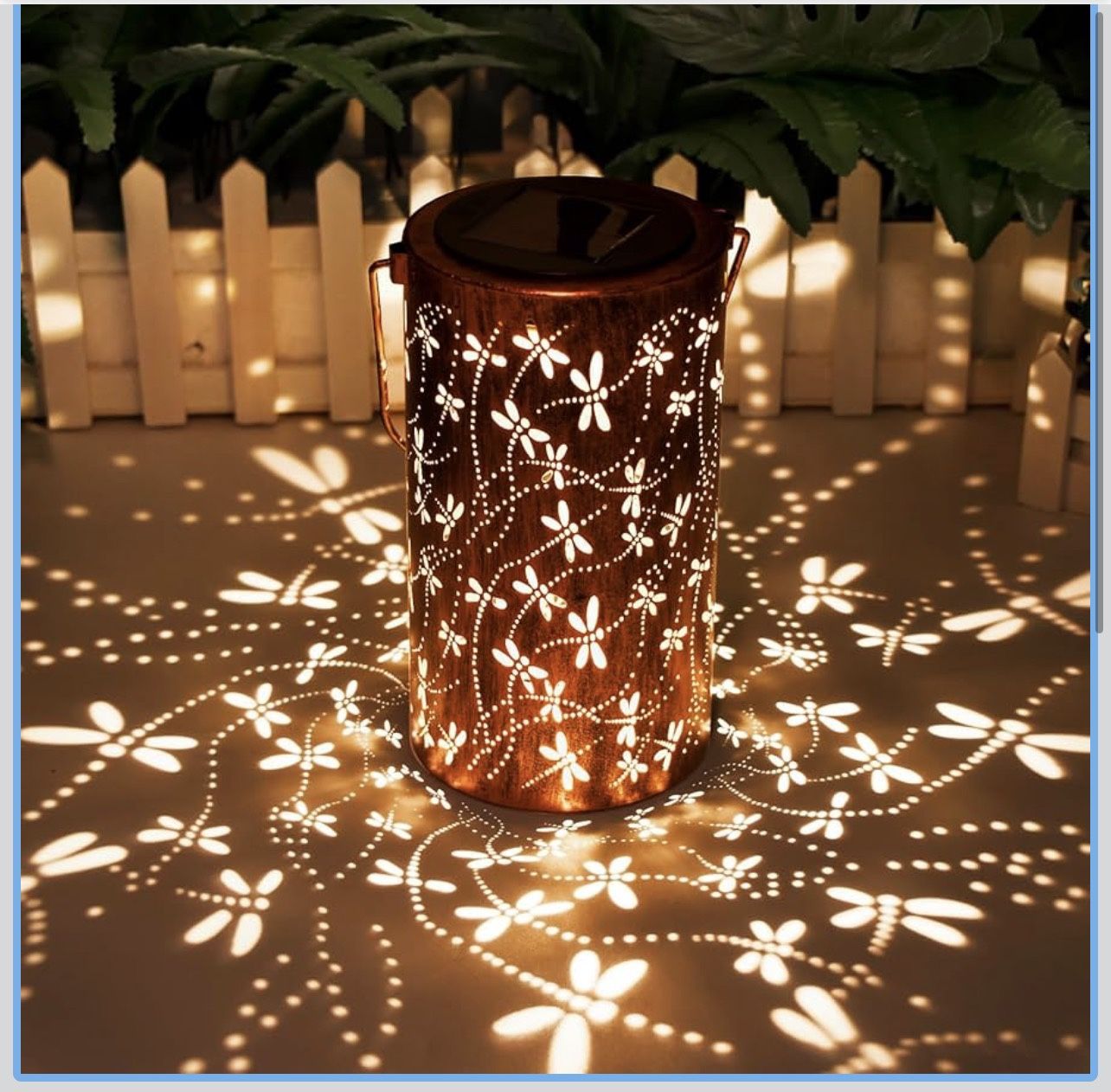 Solar Lanterns Outdoor Hanging Lantern Lights, Dragonfly Hollowed-Out Metal Decor Lantern, Waterproof LED Decorative Garden Light - Delicate Garden De