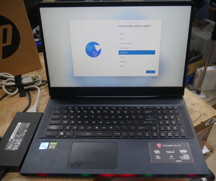 MSI GAMING LAPTOP GE76 12UE 12TH GENERATION I7-127OOH 2.7 GHZ 16GB RAM 1 TB HARD DRIVE PRE OWNED WITH CHARGER . FACTORY RESET WAS DONE . 880589-1