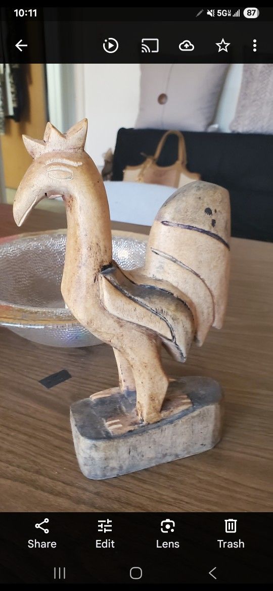 HANDCARVED WOODEN ROOSTER