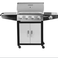 MASTER COOK Outdoor Propane Gas Grill, 4-Burner Gas Grill with Side Burner Liquid Propane Gas Grill BBQ Gas Grill
